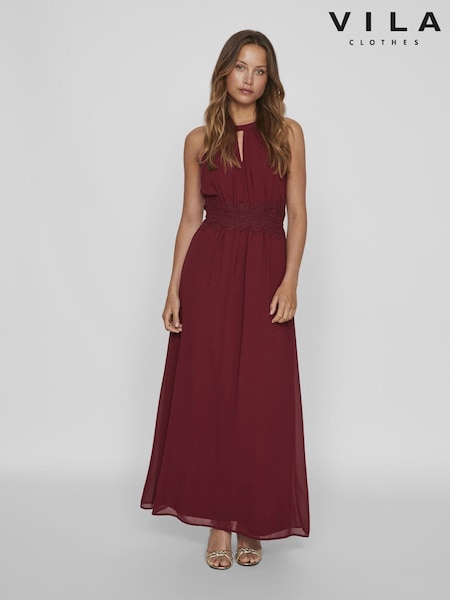 Vila Halterneck Bridesmaid Lace Detail Occasion Maxi Dress (E89968) | ‏16 ر.ع.‏