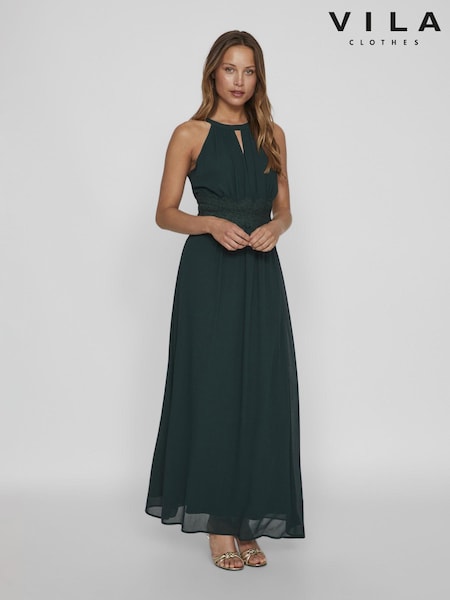 Vila Halterneck Bridesmaid Lace Detail Occasion Maxi Dress (E89972) | ‏16 ر.ع.‏