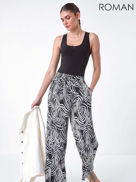 Roman Palm Leaf Print Pocket Trousers (E90065) | 166 LEI