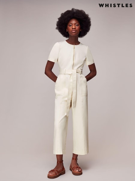 Whistles Short Sleeve Denim 100% Cotton Jumpsuit (E90075) | 211 €