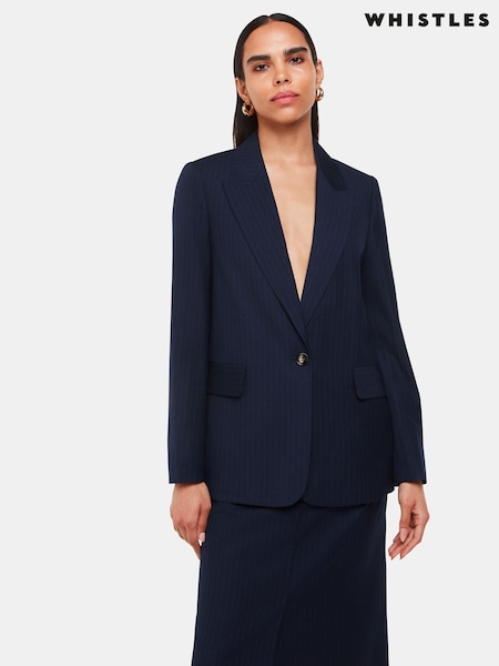 Whistles Blue Pinstripe Blazer (E90100) | kr2 345