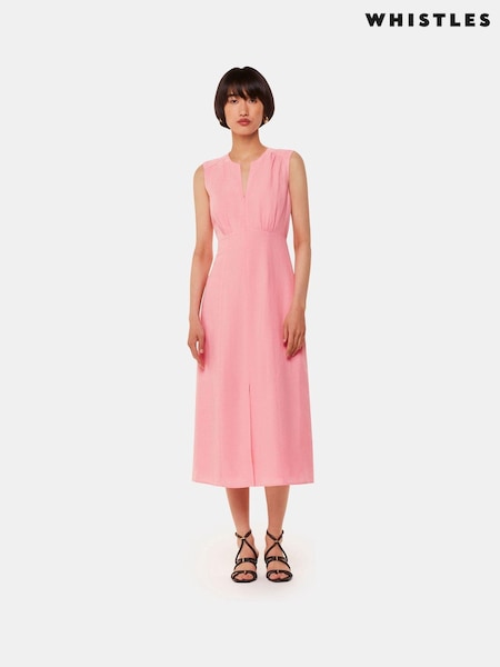 Whistles Abbie Zip Front Midi Dress with Linen (E90102) | 533 LEI