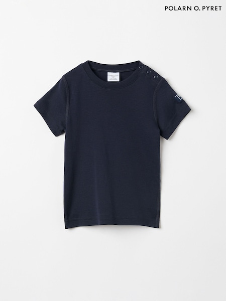 Albastru - Tricou Polarn O. Pyret din bumbac organic cu mânecă scurtă (E90118) | 104 LEI