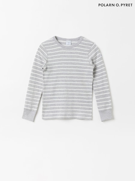 Polarn O. Pyret Grey Organic Cotton Striped Top (E90133) | R$ 215