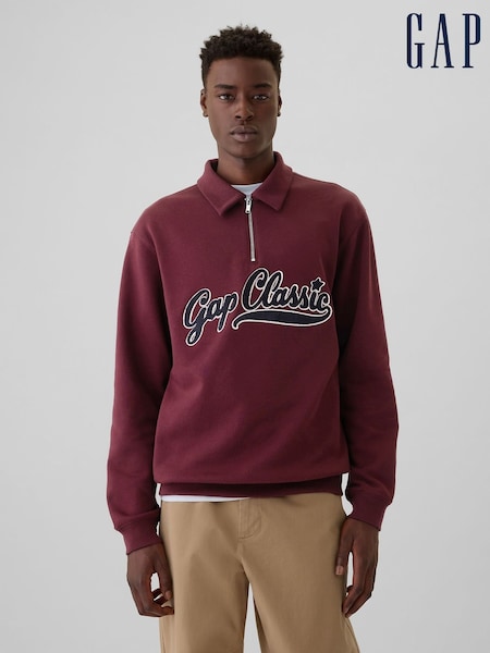 Gap Burgundy Red Vintage Soft Logo Quarter Zip Jumper (E90167) | €27