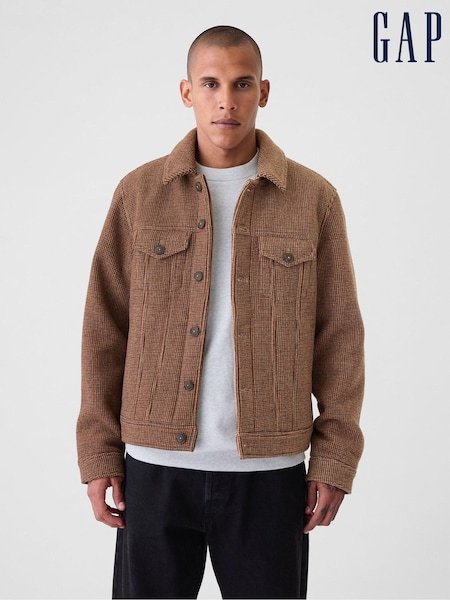 Gap Brown Wool Houndstooth Trucker Jacket (E90189) | €82