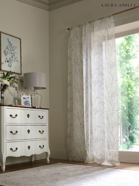 Laura Ashley Pussy Willow Voile Slot Top Sheer Panel Pencil Pleat Curtain (E90193) | 28 € - 37 €