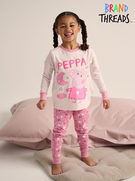 Brand Threads Pink Girls Peppa Pig 100% Cotton Pyjamas Set (E90258) | € 17