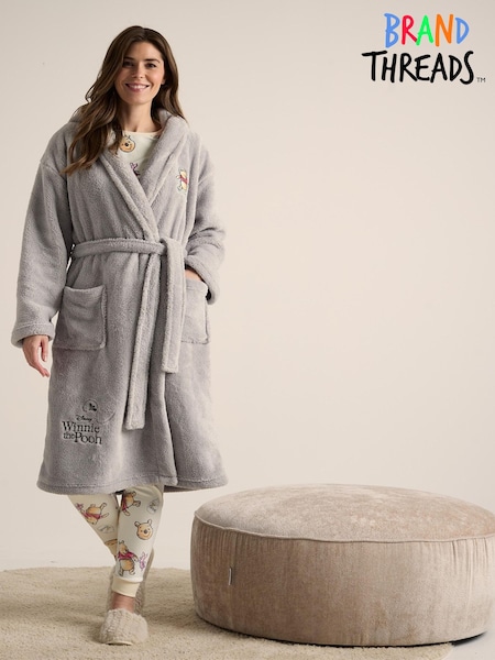 Brand Threads Grey Ladies Disney Winnie The Pooh Dressing Gown (E90266) | AED102