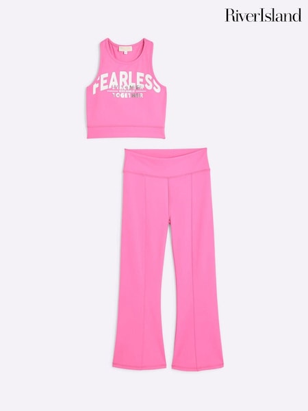 River Island Girls Active Crop 100% Cotton Top and Leggings Set (E90273) | 125 LEI