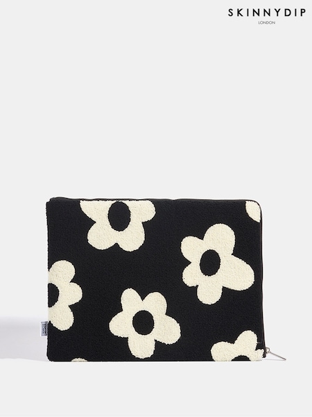 Skinnydip Black Daisy Fuzzy Laptop Case - 13" (E90286) | €31