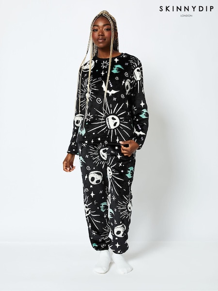 Skinnydip Black Disney Nightmare Before Christmas Fleece Pyjama Set (E90342) | AED221