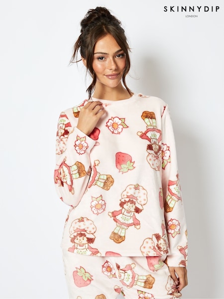 Strawberry Shortcake x Skinnydip Fleece Pyjama Set in Pink (E90351) | €48