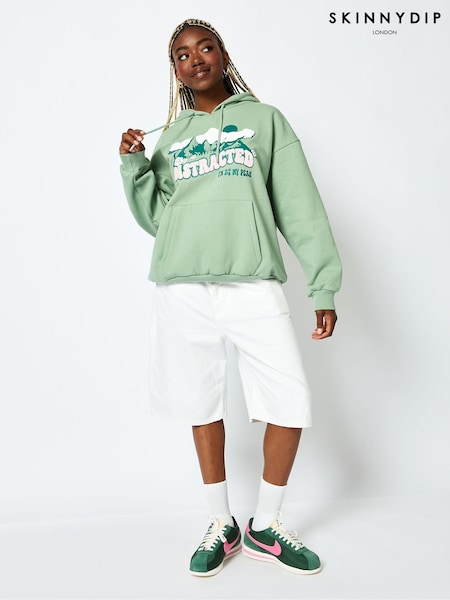 Distracted Hoodie in Sage Green (E90392) | €48