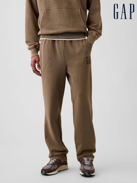 Brown - Regular Gap Heavyweight Relaxed Logo Joggers