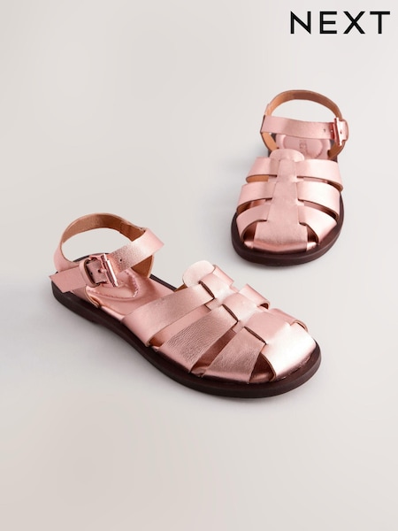Rose Gold Metallic Leather Fisherman Sandals (E90514) | 124 QAR - 158 QAR