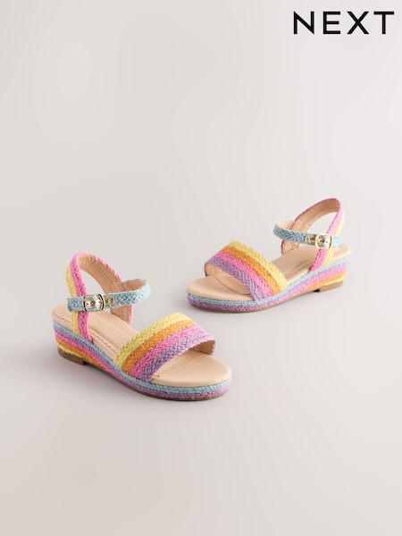 Rainbow Jute Wedge Sandals (E90527) | AED117 - AED152