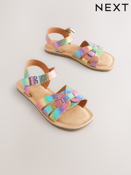 Rainbow Wide Fit (G) Leather Woven Sandals (E90531) | AED107 - AED142