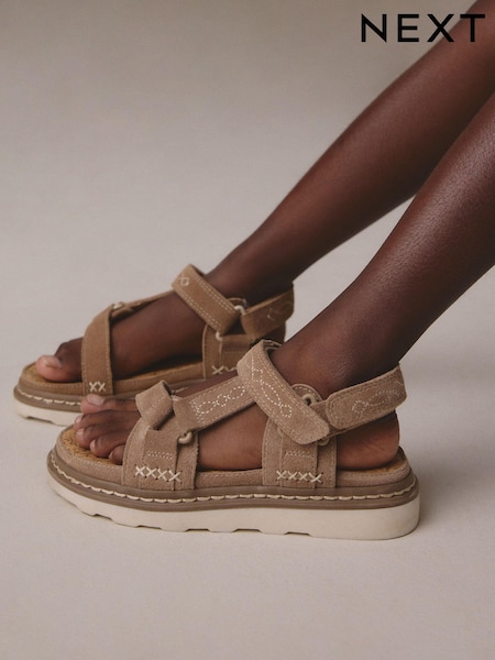 Solbrun - Suede Trekker Borrelås Sandaler (E90538) | kr451 - kr568