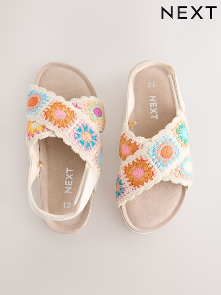 Multicolour Crochet Slip on Corkbed Sandals (E90539) | AED97 - AED132