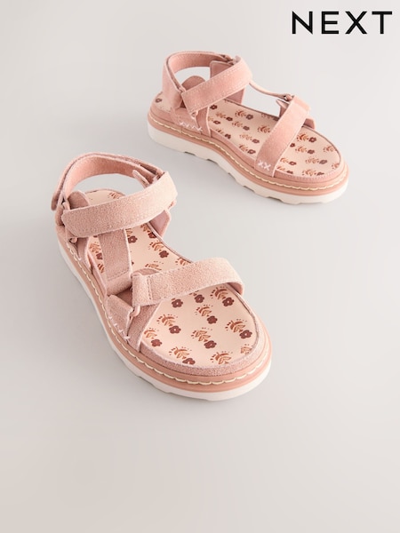 Dusky Pink Suede Trekker Touch Fastening Sandals (E90542) | AED137 - AED173