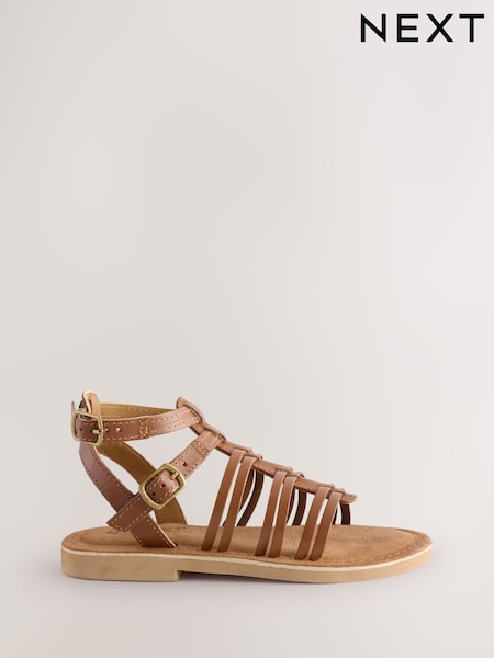 Tan Brown Leather Gladiator Sandals (E90544) | €30 - €39