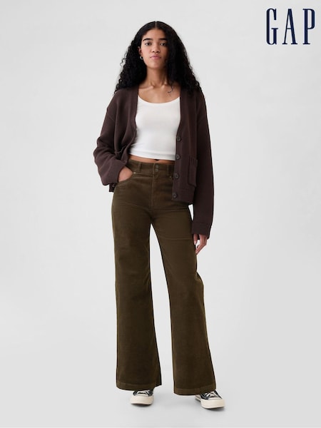 Gap Brown High Waisted Corduroy Stride Wide-Leg Jeans (E90545) | €34