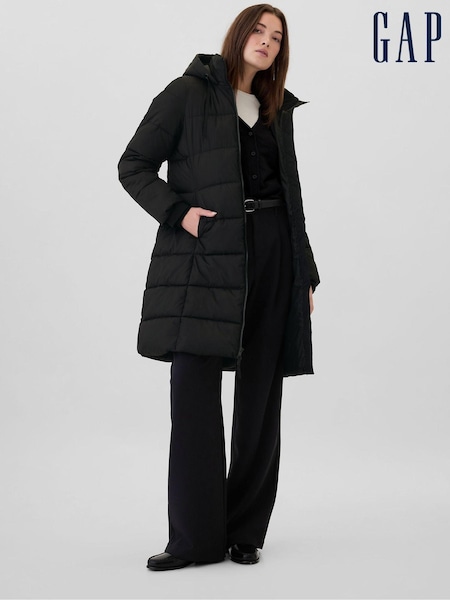 Gap Black Logo Long Puffer Coat (E90559) | €113