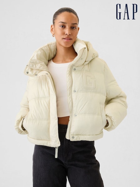 Gap Cream Logo Heavyweight Puffer Coat (E90560) | €150