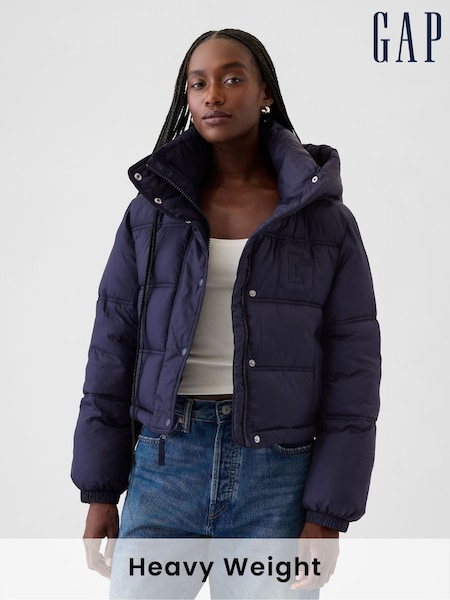 Gap Navy Blue Logo Heavyweight Puffer Coat (E90561) | €161