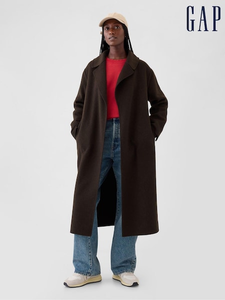 Gap Brown Belted Double Faced Wool-Blend Trench Coat (E90569) | €97