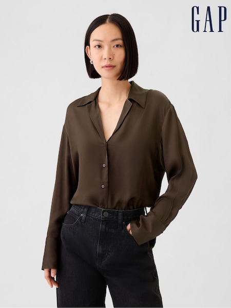 Gap Brown Satin Perfect Shirt (E90570) | €31