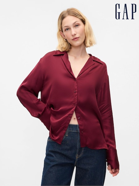 Gap Red Satin Perfect Shirt (E90571) | €31