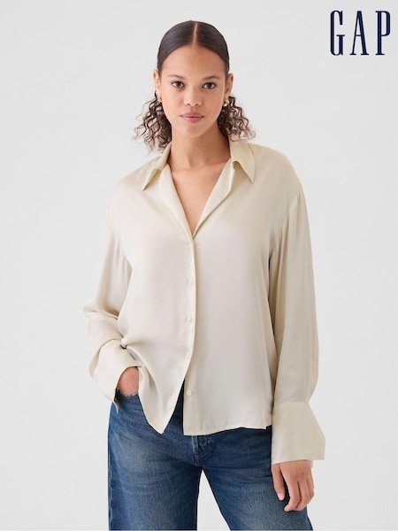 Gap Beige Satin Perfect Shirt (E90573) | €31