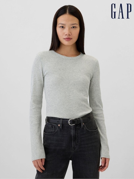 Gap Grey Long Sleeve Crew Neck Waffle Knit T-Shirt (E90581) | €21