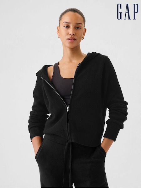 Gap Black CashSoft Zip Through Knitted Hoodie (E90594) | €34