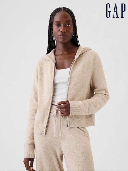 Gap Beige CashSoft Zip Through Knitted Hoodie (E90595) | €41