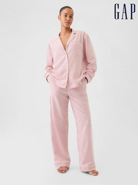 Gap Red Matching Family Christmas 100% Cotton Long Sleeve Stripe Pyjamas (E90602) | €34