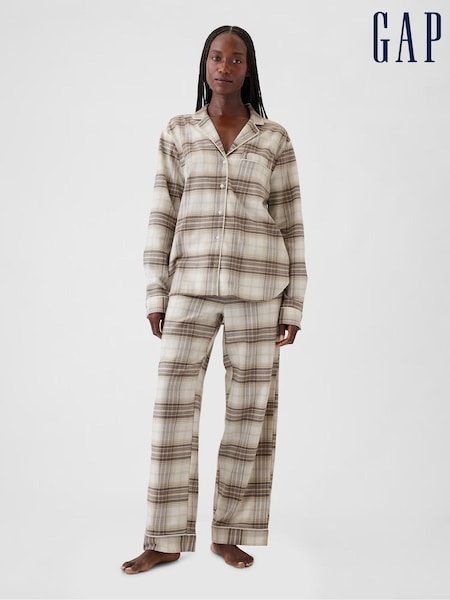 Gap Cream Christmas Flannel Long Pyjamas (E90603) | €34