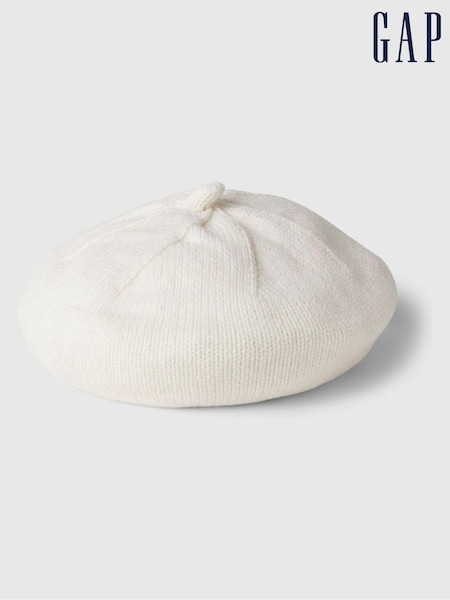 Vit - Gap Adults Cotton Knit Beret (E90605) | kr320