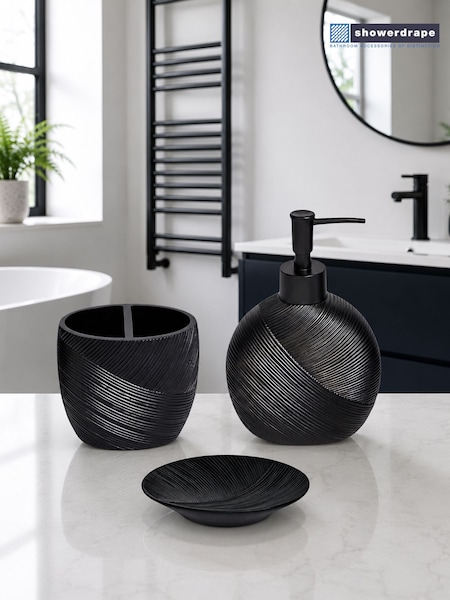 Showerdrape 3 Piece Ripple Textured Bathroom Accessory Set