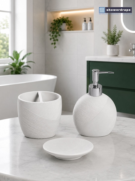 Showerdrape 3 Piece Ripple Textured Bathroom Accessory Set