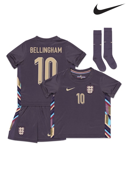 Nike Purple Bellingham 10 Dri-FIT England Away Little Kids 3 Piece Football Kit (E90649) | €46