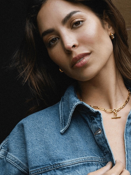 Gold Tone - Orelia Luxe Waterproof Luxe Linear Link T-bar Necklace