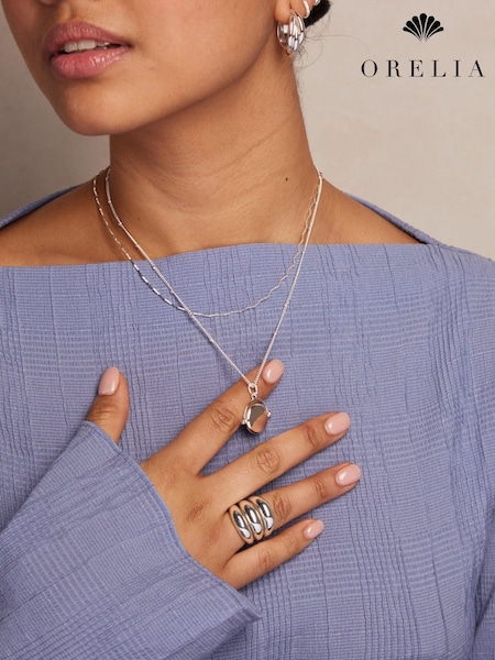 Silver Tone - Orelia Luxe Waterproof Luxe Faceted Disc Spinner Necklace