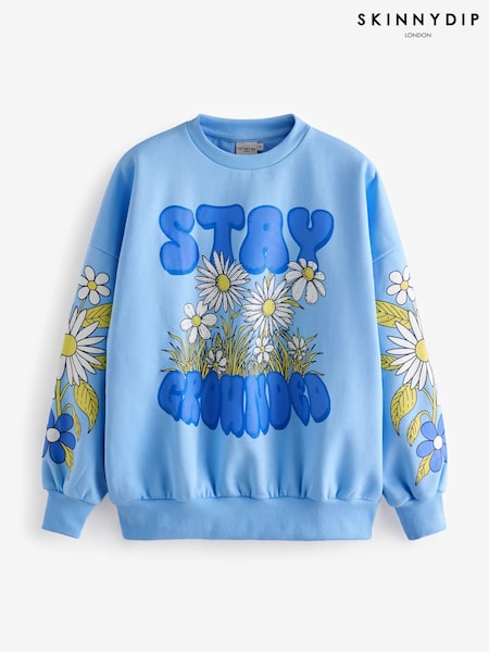 Skinnydip Blue Stay Grounded Acid Wash Oversized Sweatshirt (E90791) | €46