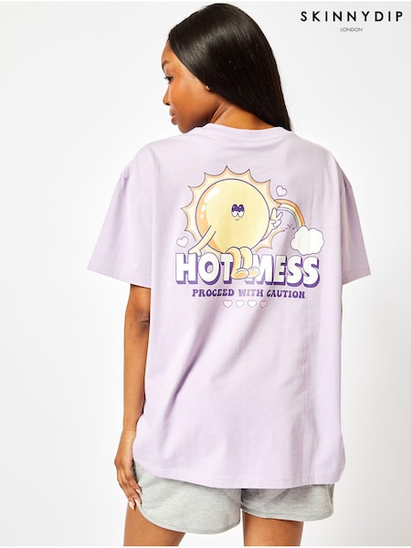 Hot Mess Oversized Lilac T-Shirt (E90803) | 164 LEI