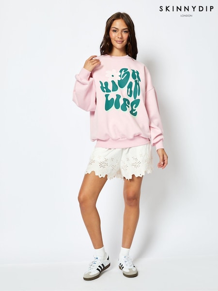 High On Life Sweatshirt in Pink (E90886) | $61