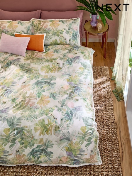100% Cotton Tropical Leaf Duvet Cover and Pillowcase Set (E91257) | R$ 295 - R$ 590
