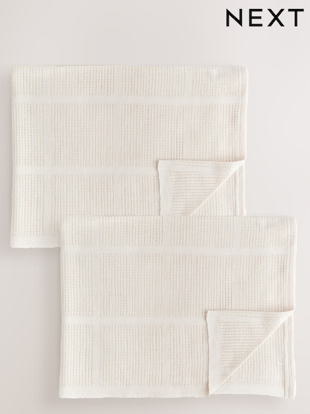 2 Pack Natural 100% Cotton Baby Cellular Blanket (E91265) | €20 - €33